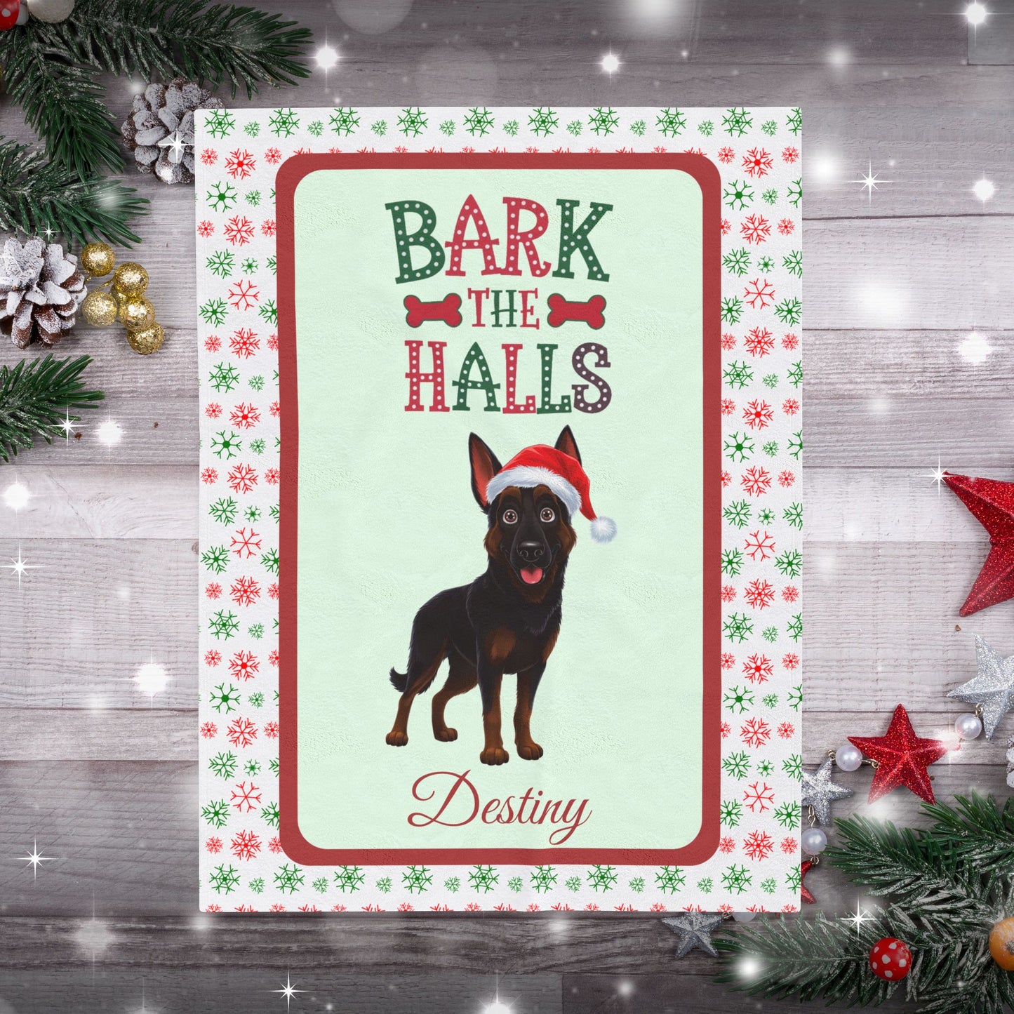 German Shepherd (Bi-Color) Velveteen Blanket - Cozy holiday dog throw, personalized gift for pet lovers