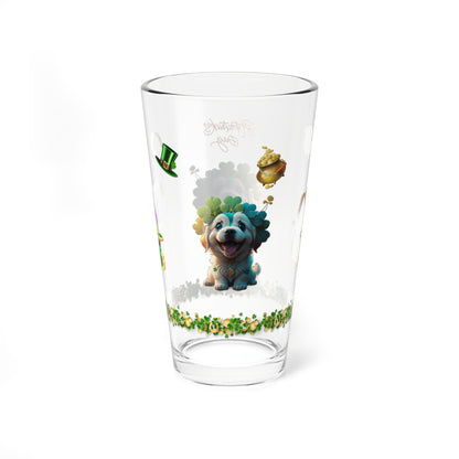 Pawsitive Paddy's Parade: Mindful St. Patrick's Day 16oz Pint Glasses - Festive Design for Positivity & Wellness