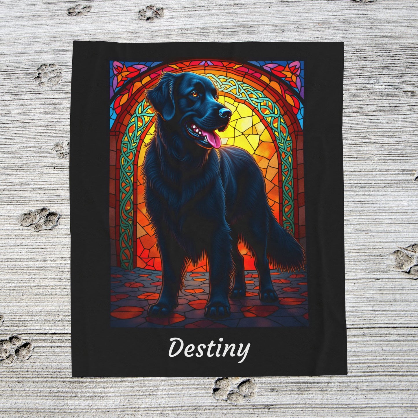 Golden Retriever Black Coat Personalized Velveteen Plush Blanket, Custom Dog Lover Throw for Humans