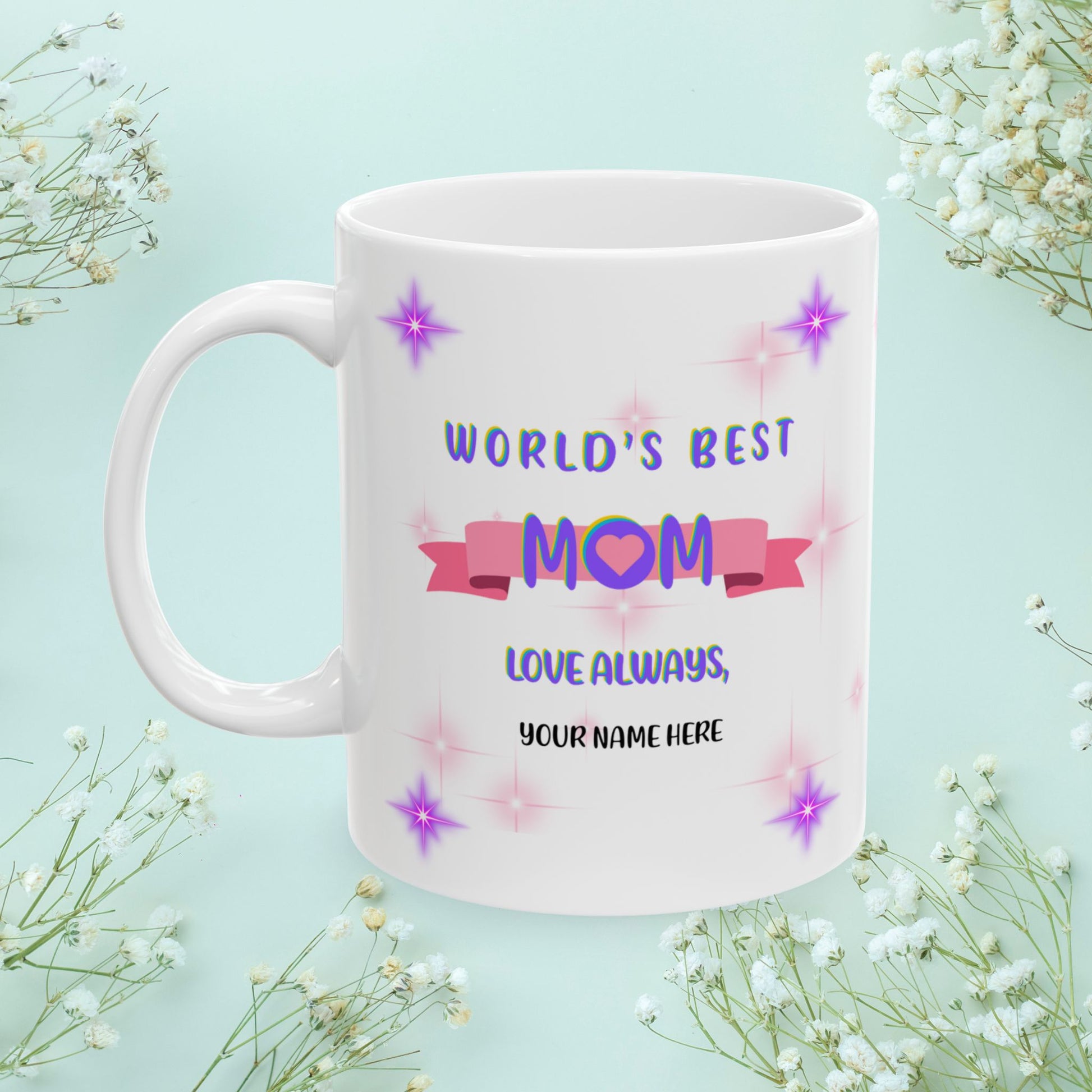 Thank You Mom For The Countless Sacrifices... Personalized World's Best Mom Ceramic Mug, (11oz, 15oz), WBM4
