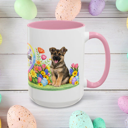 Shop our german shepherd sable puppy easter mug featuring the 15oz style option from MySisterIsASurvivor.