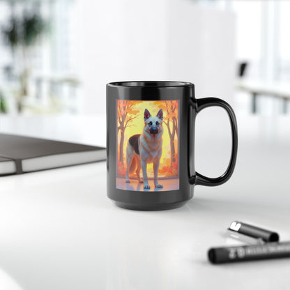 Black & Cream German Shepherd Autumn Personalized Mug - Custom Dog Lover Gift for Fall Coffee