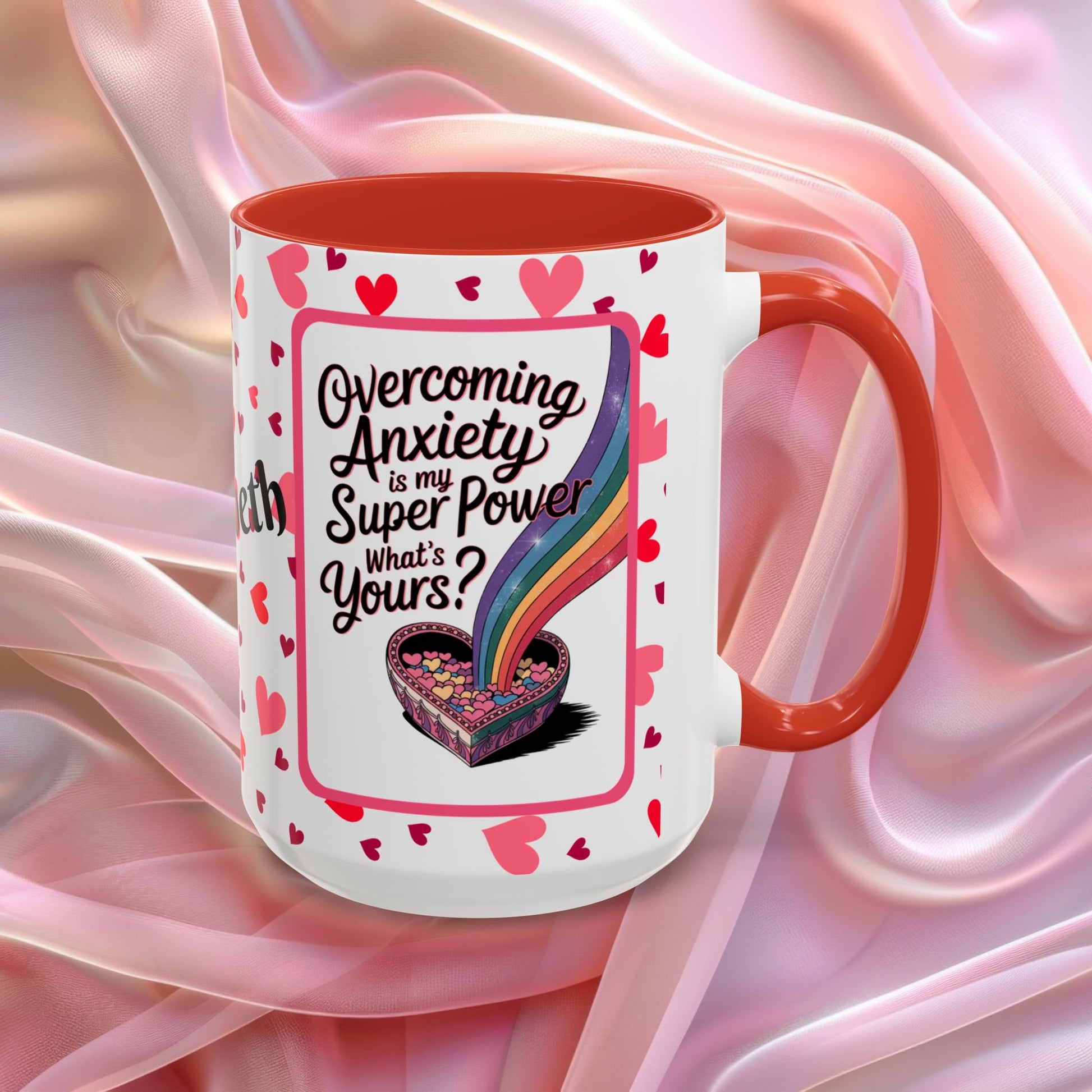 Overcoming Anxiety Valentines mug with soothing affirmation, Valentine coffee cup for reassurance