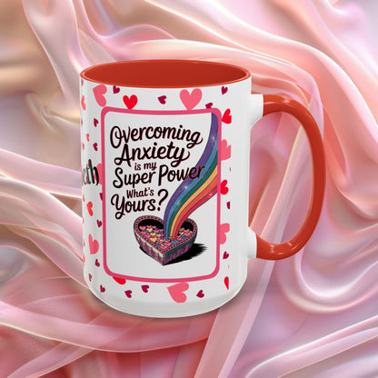 Overcoming Anxiety Valentines mug with soothing affirmation, Valentine coffee cup for reassurance