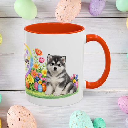 Shop our alaskan malamute blue white puppy easter mug featuring the 11oz style option from MySisterIsASurvivor.