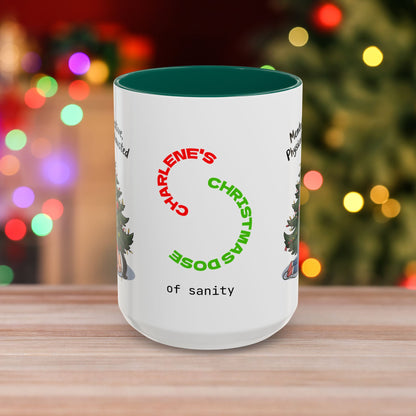 Mentally Festive, Physically Exhausted - Christmas Mug with Colorful Design and Accent Color