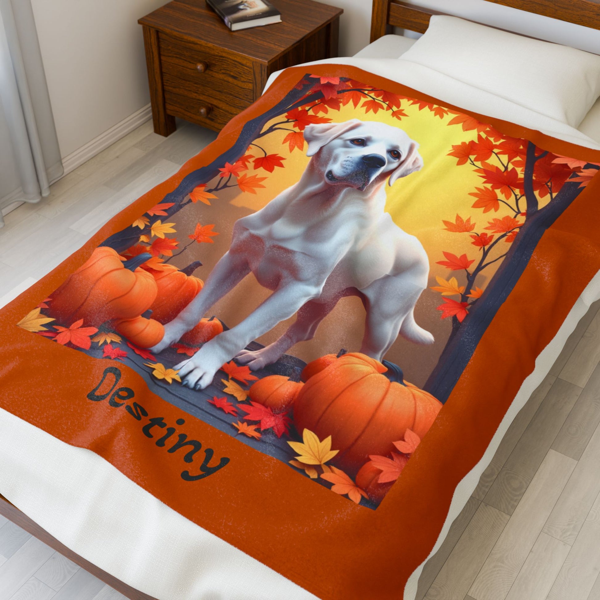 White Labrador Retriever velveteen plush blanket, personalized dog throw for white lab parents - MySisterIsASurvivor
