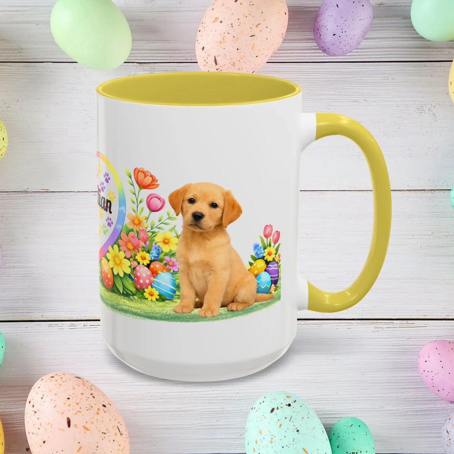Shop our premium labrador retriever yellow golden puppy easter mug from MySisterIsASurvivor.