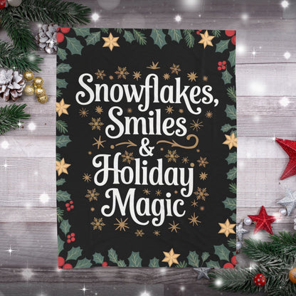 Christmas blanket “Snowflakes, Smiles & Holiday Magic” festive cozy throw for winter warmth