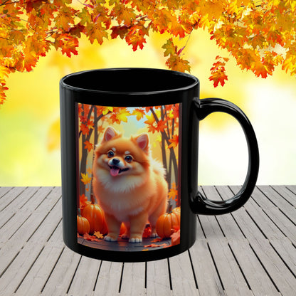 Pomeranian Orange - Personalized autumn coffee mug, cozy fall dog cup for Pomeranian parents