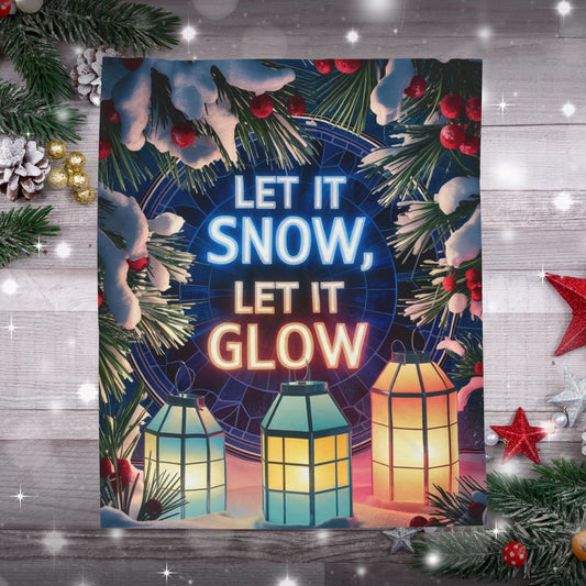 Christmas blanket “Let It Snow, Let It Glow” festive holiday throw with cozy winter design