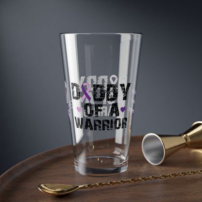 Daddy of a Warrior: Personalized Domestic Violence Awareness Warrior Pint Glass - Proud Family Member