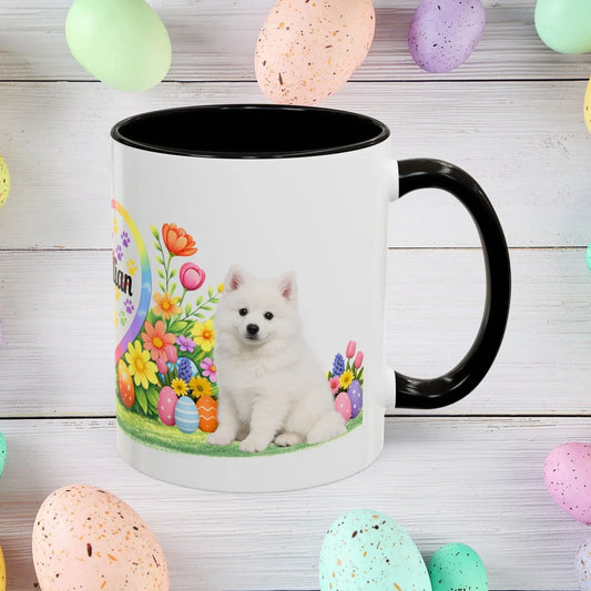 Shop our american eskimo puppy easter mug featuring the 11oz style option from MySisterIsASurvivor.
