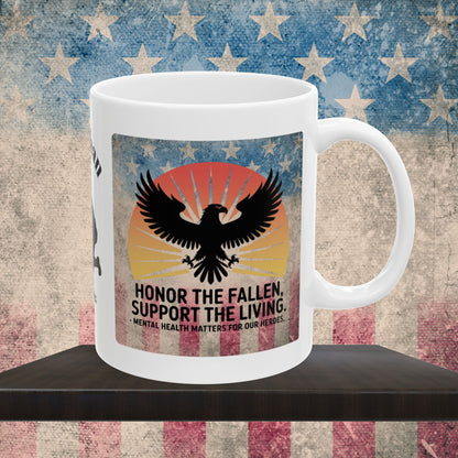 Personalized Memorial Day Mug - "Honor The Fallen, Support The Living" PTSD Support Tribute
