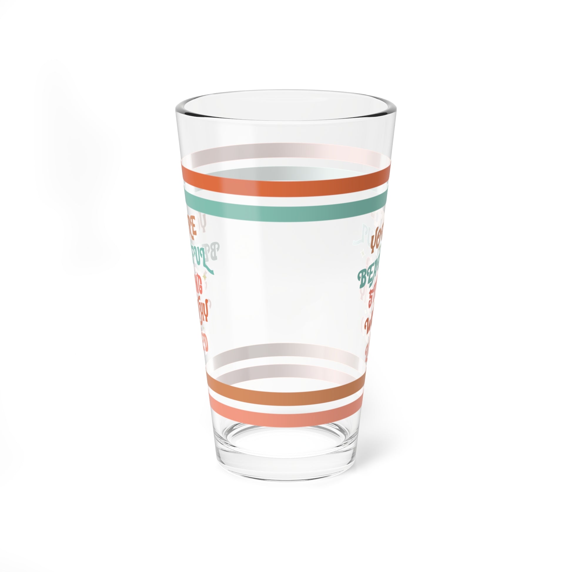 You Are Beautiful Strong Worthy Loved Retro Pint Glass - 16oz Mental Health Drinkware, Clear Glass for Beverages