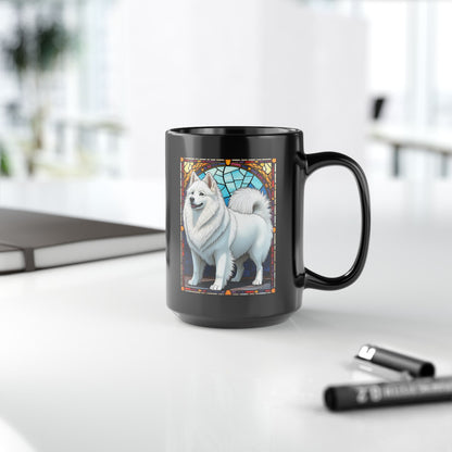 American Eskimo personalized mug, stained glass coffee cup gift for dog lovers and pet parents