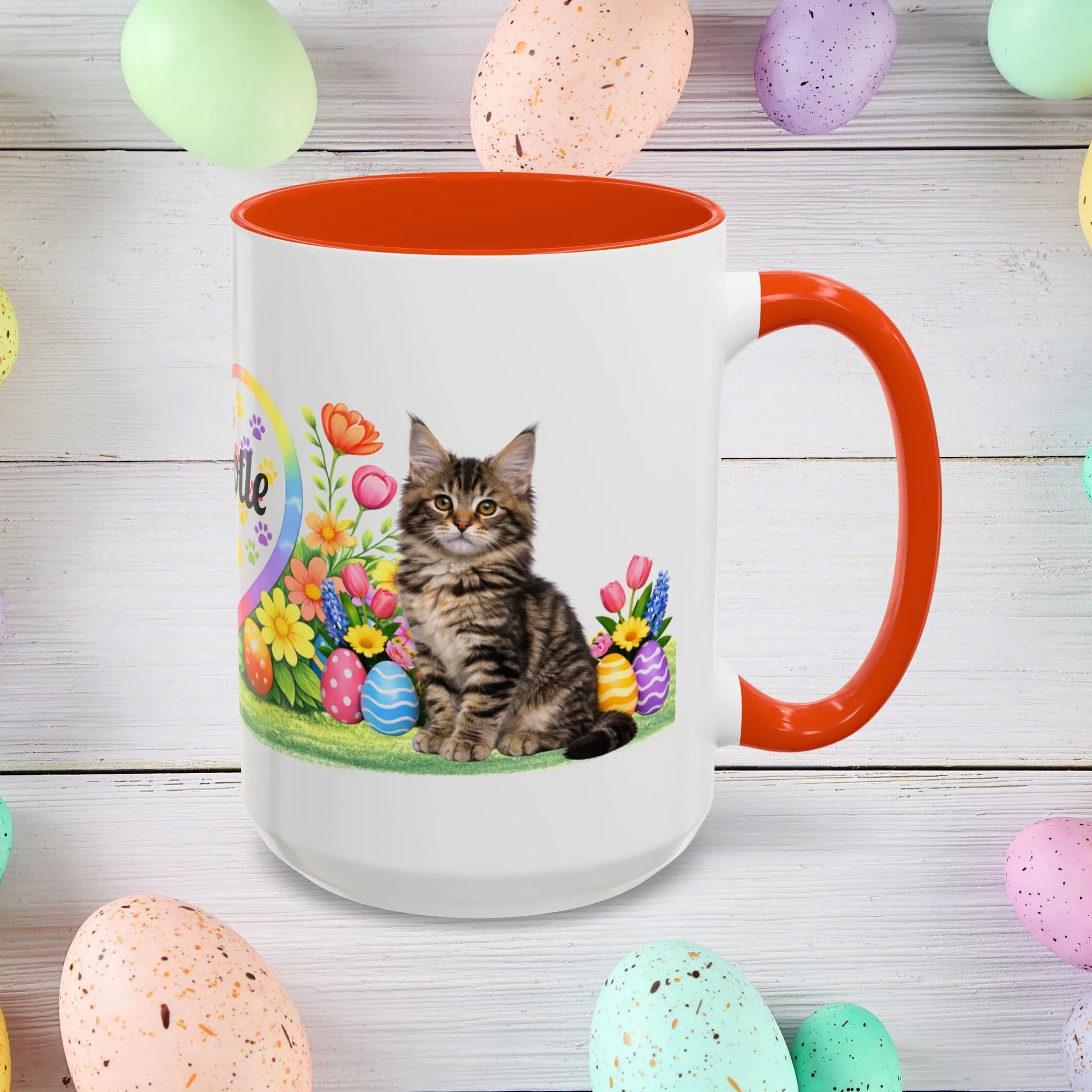 Shop our maine coon kitten easter mug featuring the 15oz style option from MySisterIsASurvivor.