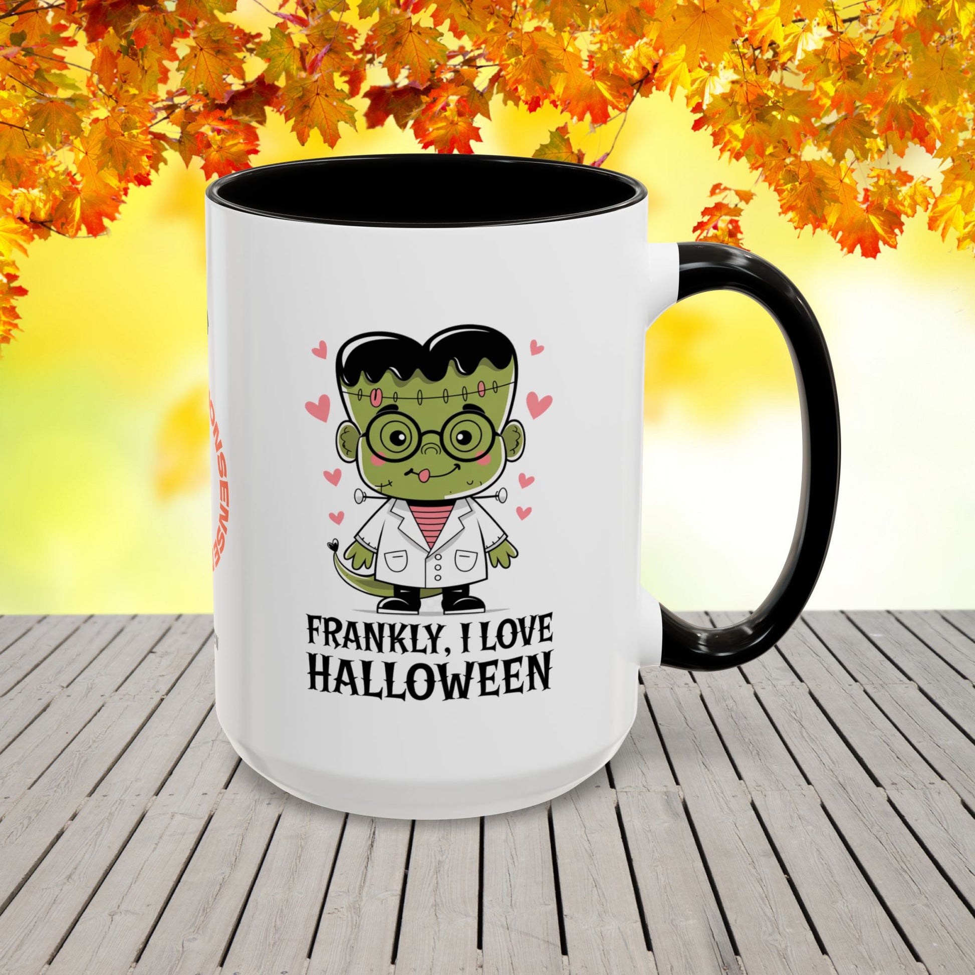 Frankly, I Love Halloween Mug -custom coffee cup for fun Halloween & cozy fall vibes