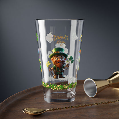 Lucky Leaf Labyrinth: Mindful St. Patrick's Day 16oz Pint Glasses - Festive Design for Positivity & Wellness