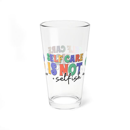 Self-Care is Not Selfish retro pint glass with personalized clear drinkware