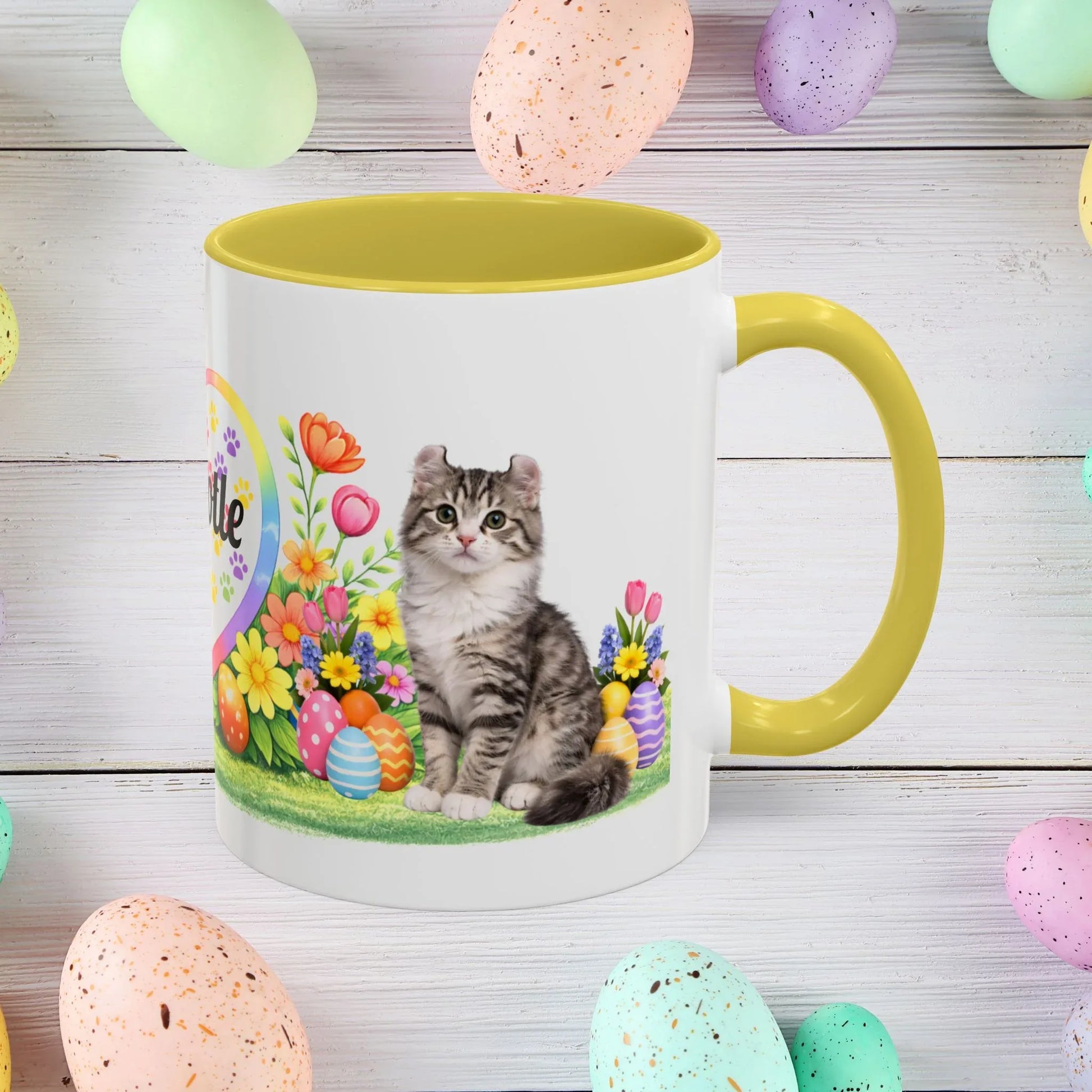 Shop our american curl kitten easter mug featuring the 15oz style option from MySisterIsASurvivor.