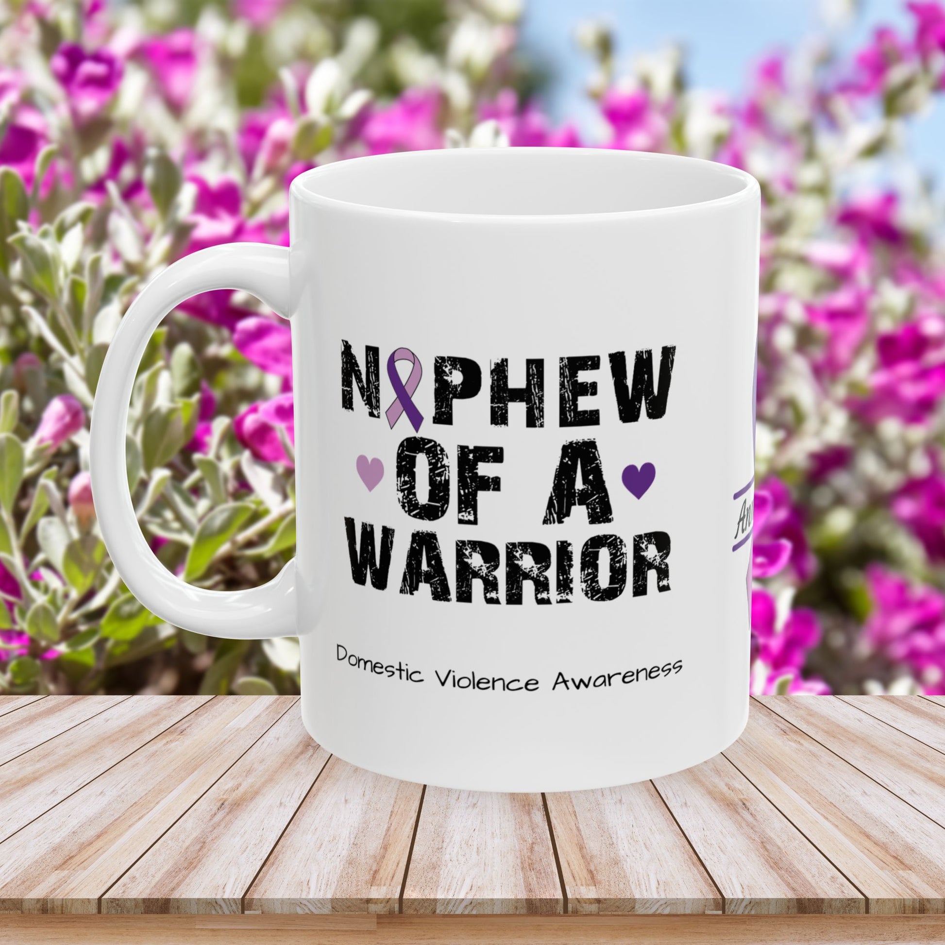 Nephew of a Warrior - Personalized Domestic Violence Awareness Gift, Empowerment and Resilience Ceramic Mug, Support for Survivors