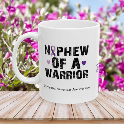 Nephew of a Warrior - Personalized Domestic Violence Awareness Gift, Empowerment and Resilience Ceramic Mug, Support for Survivors