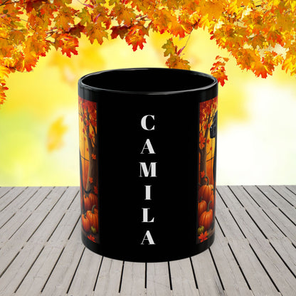 Great Dane Black - Autumn coffee mug, personalized dog lover fall drinkware for Great Dane owners
