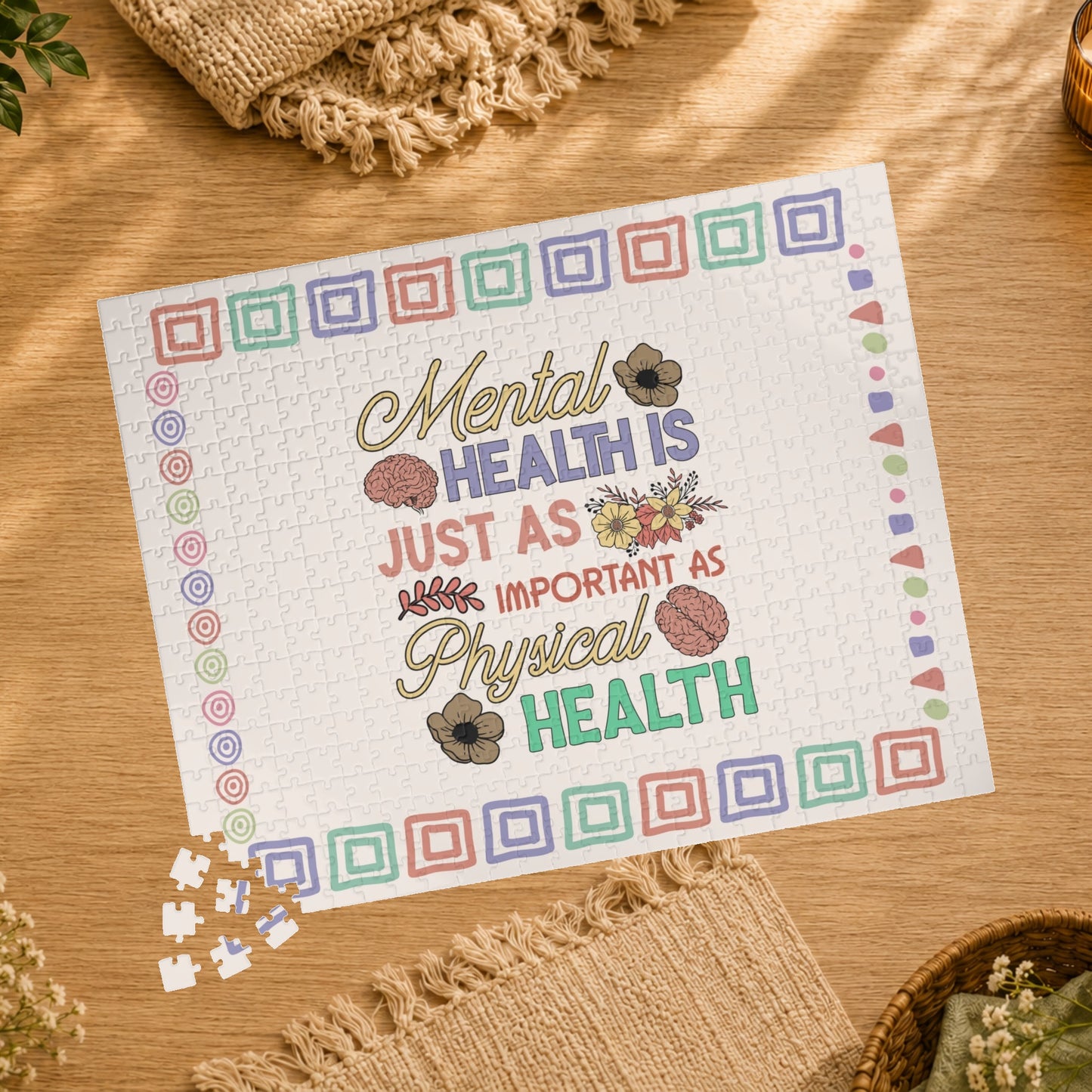 Mental Health Is Just as Important as Physical Health - Affirmation Puzzle Gift for Survivors and Puzzle Lovers