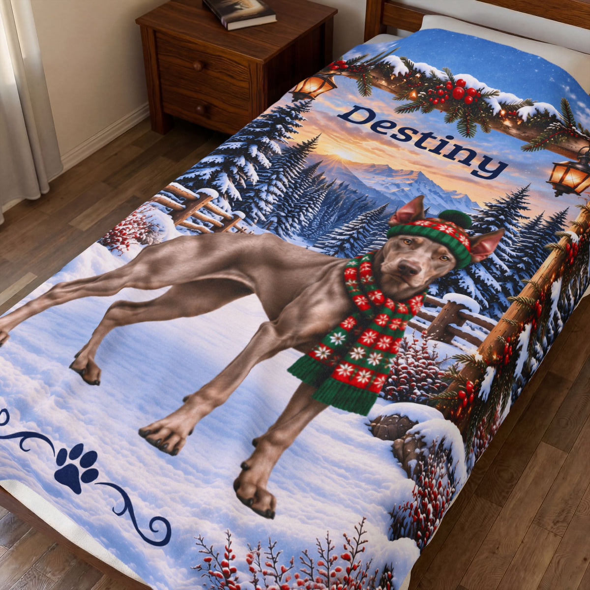 Doberman (Fawn-Isabella Coat) - Personalized Winter Blanket, Custom Name Velveteen Throw