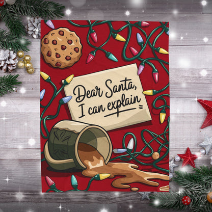 Funny Christmas blanket “Dear Santa, I Can Explain” holiday throw for cozy winter nights and laughs