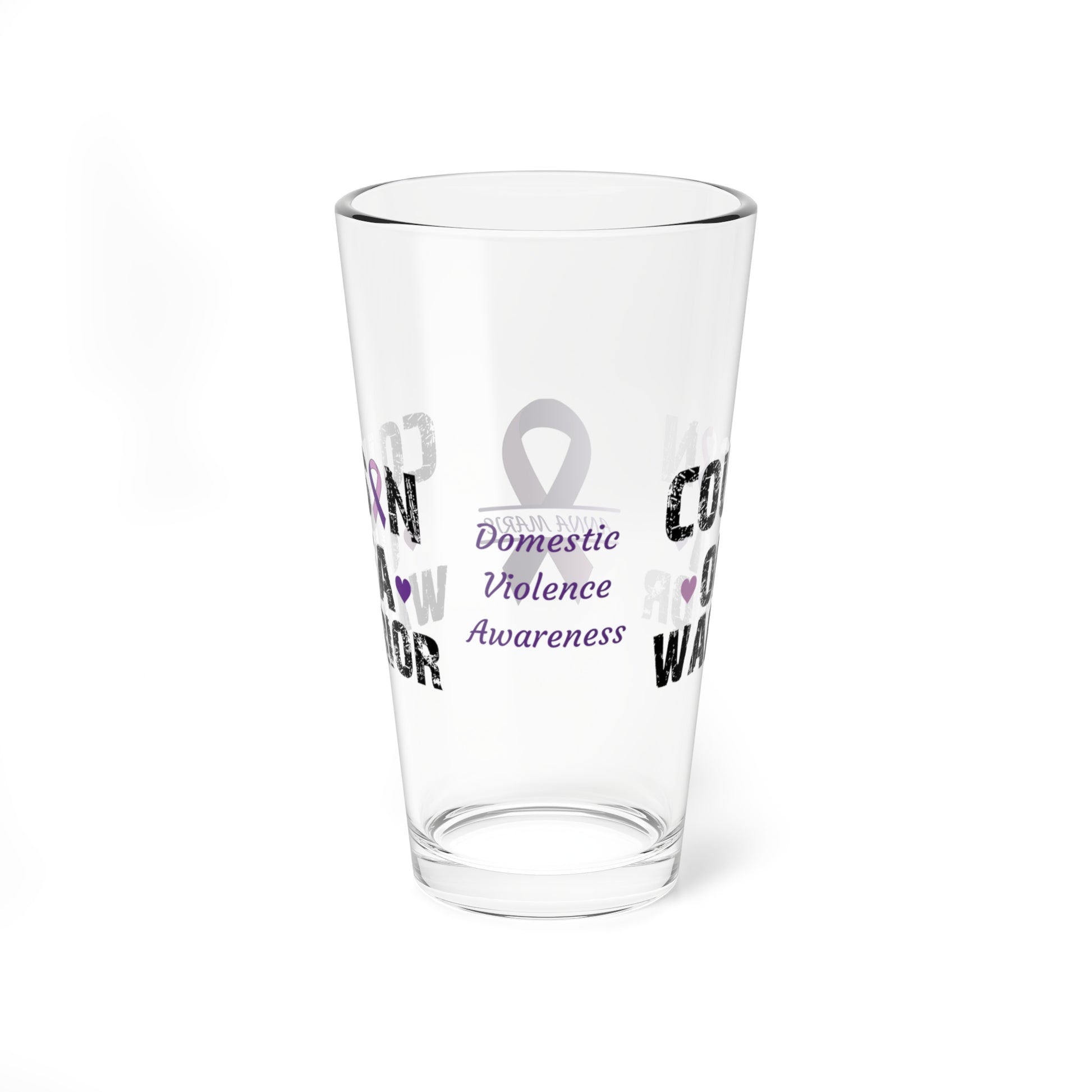 Cousin of a Warrior: Personalized Domestic Violence Awareness Warrior Pint Glass - Proud Family Member