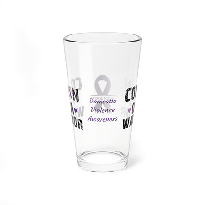 Cousin of a Warrior: Personalized Domestic Violence Awareness Warrior Pint Glass - Proud Family Member
