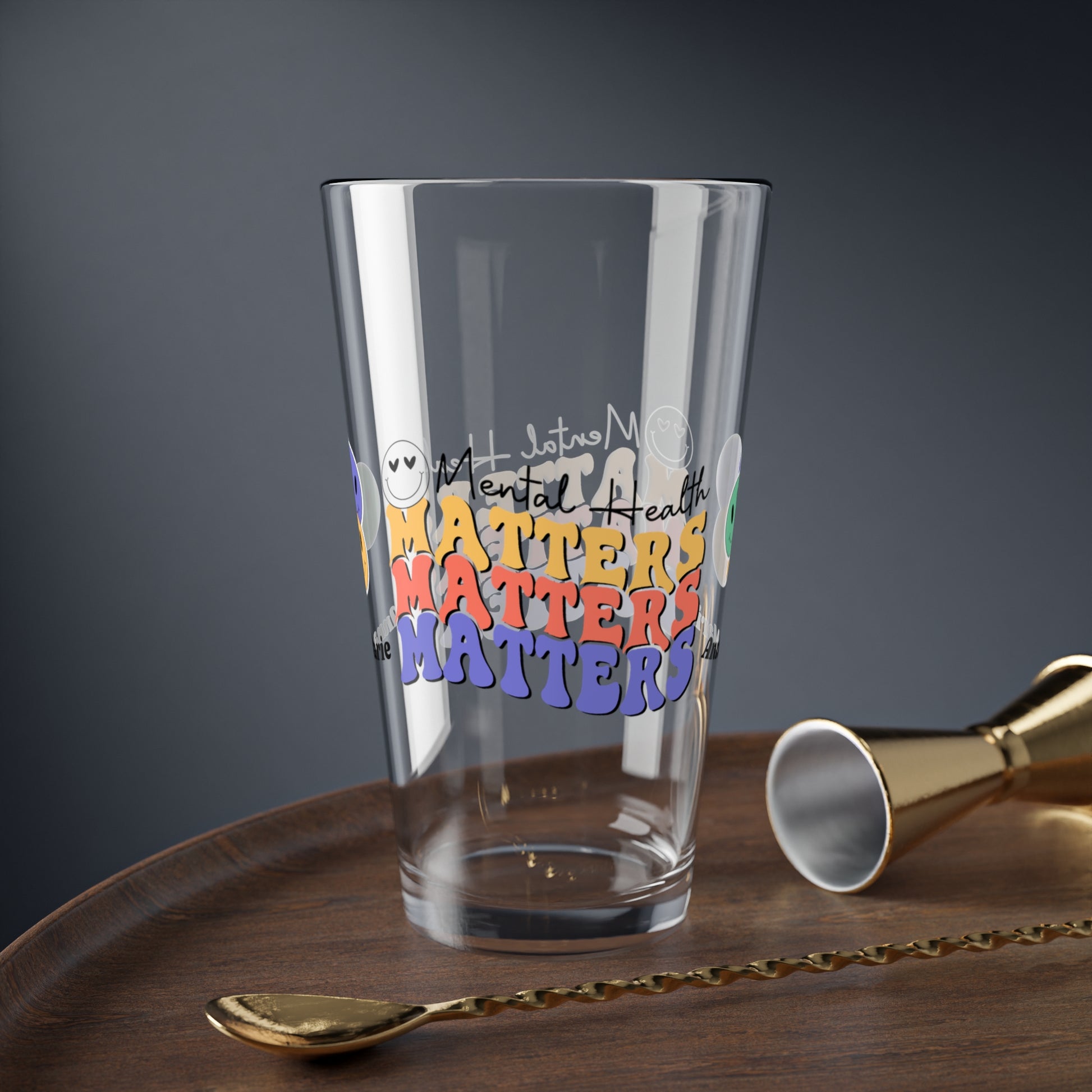 Mental Health Matters retro pint glass with clear personalized mental health quote