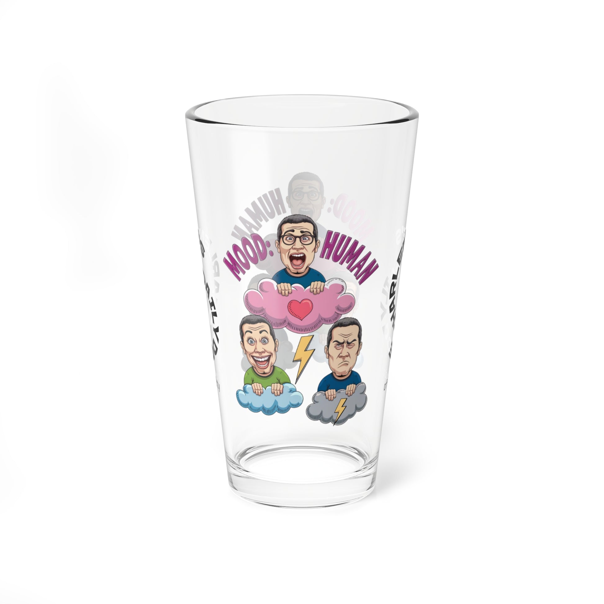 Mood: Human - Personalized Funny Pint Glass, Sassy Drinkware with Attitude, Daily Dose of Attitude and Humor