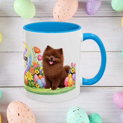 Shop our pomeranian chocolate puppy easter mug featuring the 11oz style option from MySisterIsASurvivor.