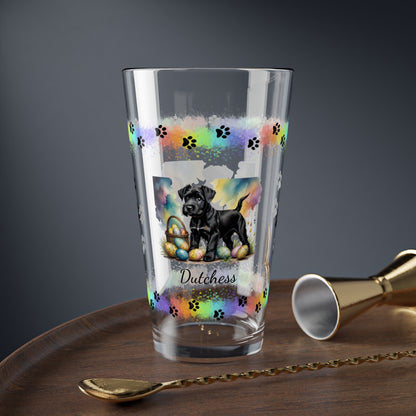 Schnauzer (Black) Personalized Easter Puppy 16oz Pint Glass - Custom Dog Design, Mental Health Gift, Easter Décor, and Festive Celebrations