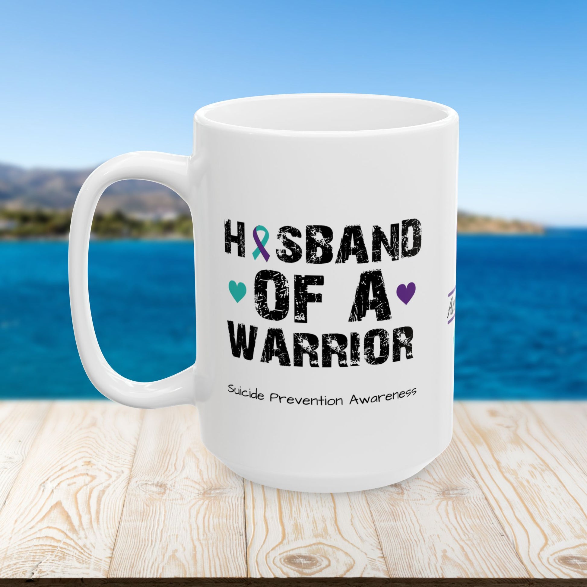 Husband of a Warrior - Personalized Suicide Prevention Awareness Gift, Empowerment and Resilience Ceramic Mug, Support for Survivors