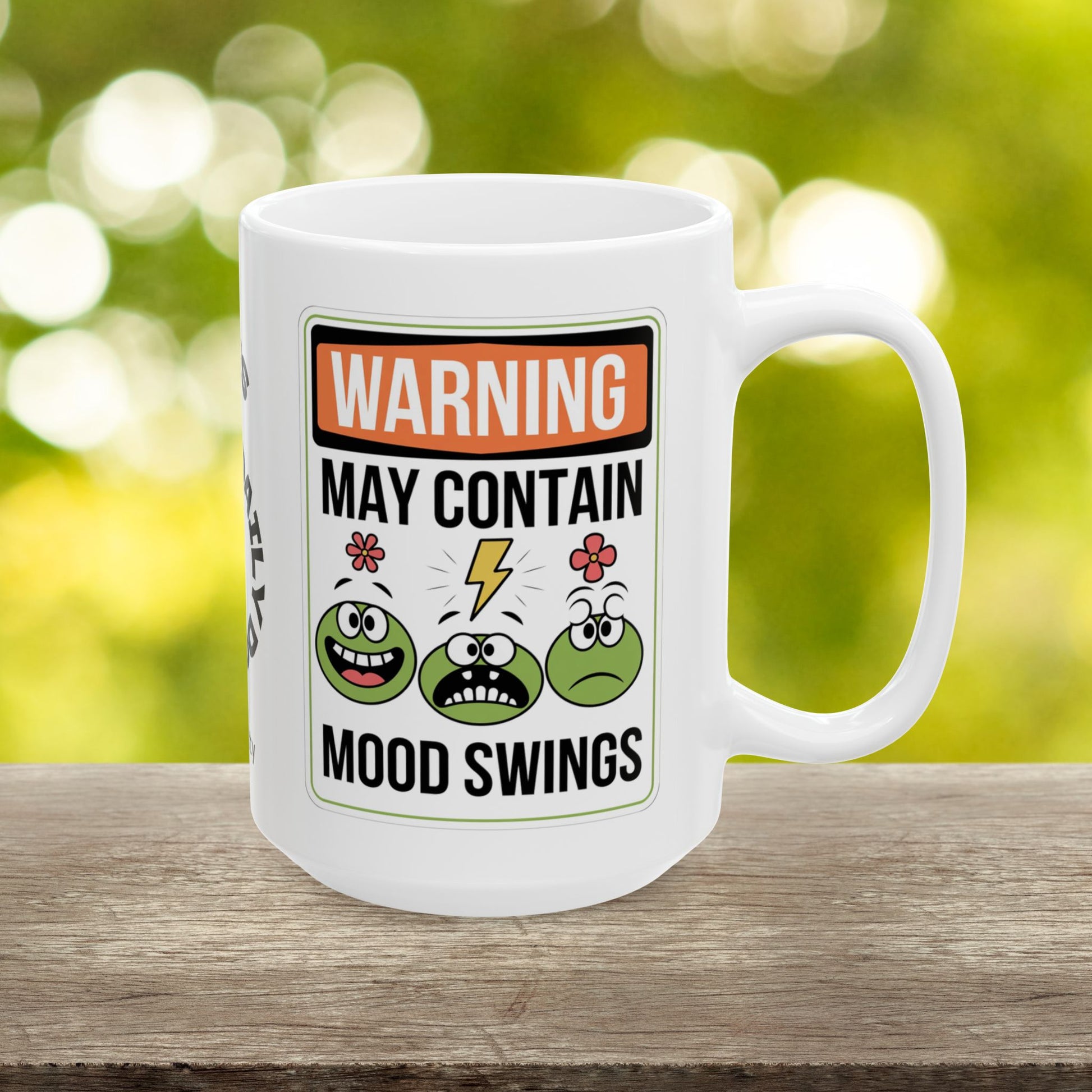 Warning May Contain Mood Swings Funny Mental Health Mug, Stylish Ceramic Coffee Cup, Positive Affirmation Gift, Anxiety Relief, Self-Care Mug, Therapist Office Décor