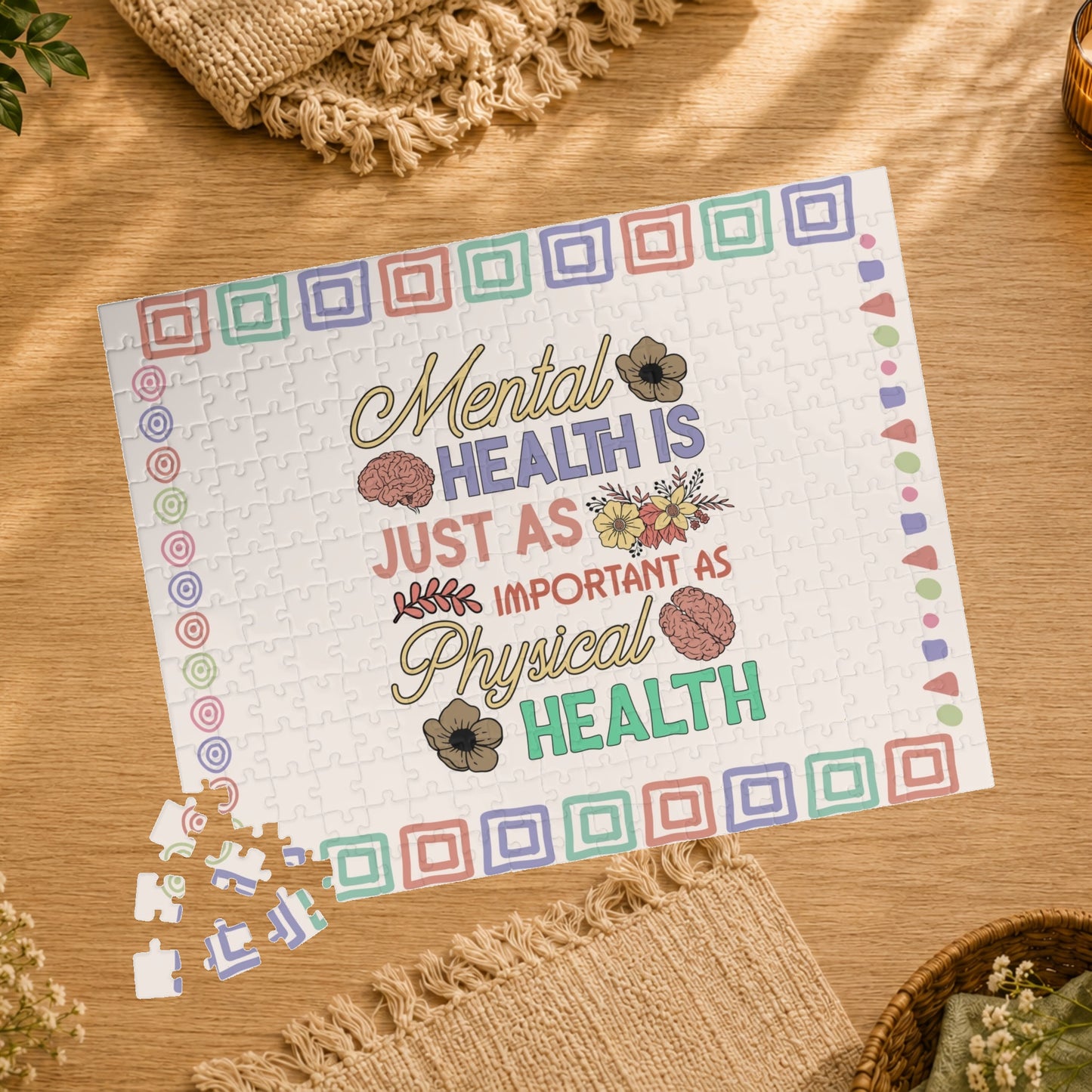 Mental Health Is Just as Important as Physical Health - Affirmation Puzzle Gift for Survivors and Puzzle Lovers