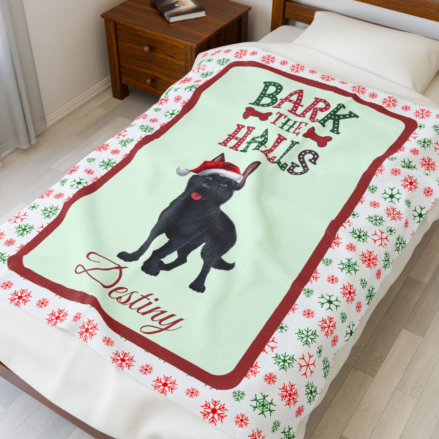 German Shepherd (Black) Velveteen Blanket - Cozy holiday dog lover throw, personalized GSD gift