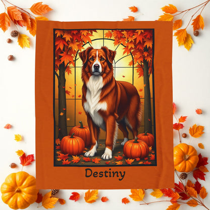 Australian Shepherd Red Coat Velveteen Blanket, Custom Plush Dog Throw, Personalized Aussie Lover Gift