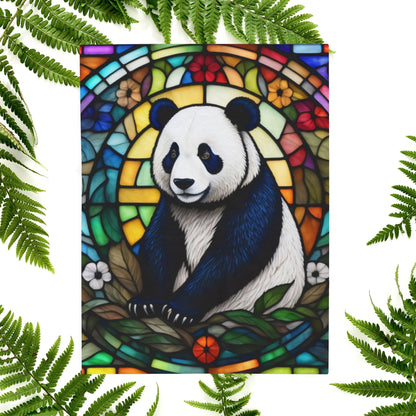 A tranquil panda blanket in stained glass style, ideal for calm evenings and mindful rest.