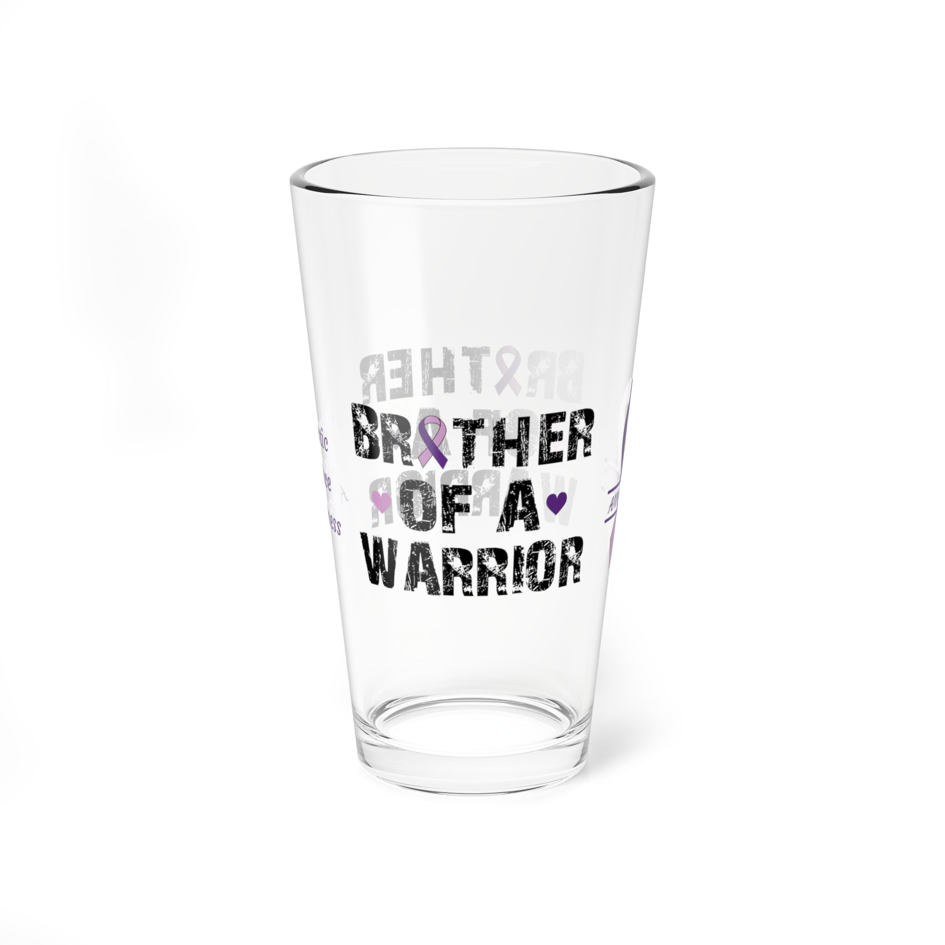 Brother of a Warrior: Personalized Domestic Violence Awareness Warrior Pint Glass - Proud Family Member