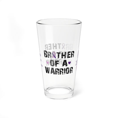 Brother of a Warrior: Personalized Domestic Violence Awareness Warrior Pint Glass - Proud Family Member