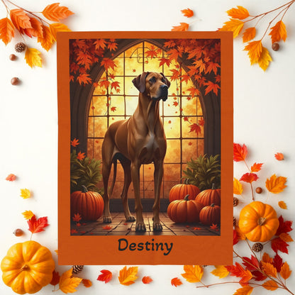 Fawn Great Dane velveteen plush blanket, soft plush throw, custom gift for Great Dane owners