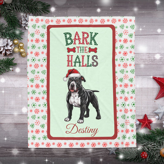 Pitbull (Black & White) luxury velveteen blanket cozy holiday throw gift for dog lovers and festive seasonal décor