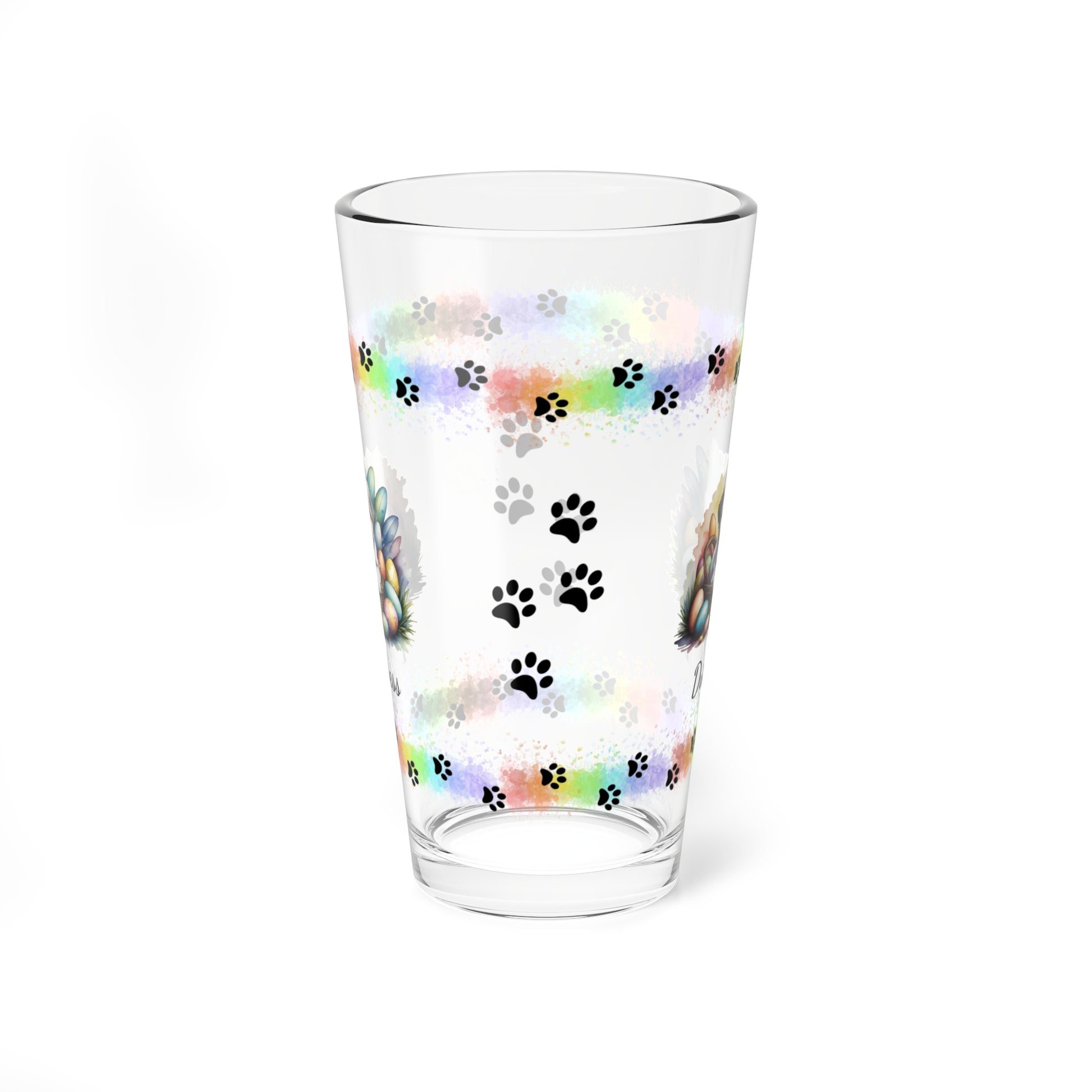Shih Tzu (Silver & White) Personalized Easter Puppy 16oz Pint Glass - Custom Dog Design, Mental Health Gift, Easter Décor, and Festive Celebrations