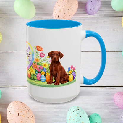 Shop our doberman melanistic red puppy easter mug featuring the 15oz style option from MySisterIsASurvivor.