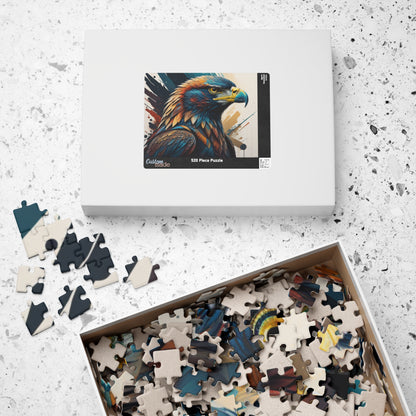 Raptor Resilience - Graffiti Mural Eagle Portrait Puzzle with Teal, Copper, and Dark Blue Feathers